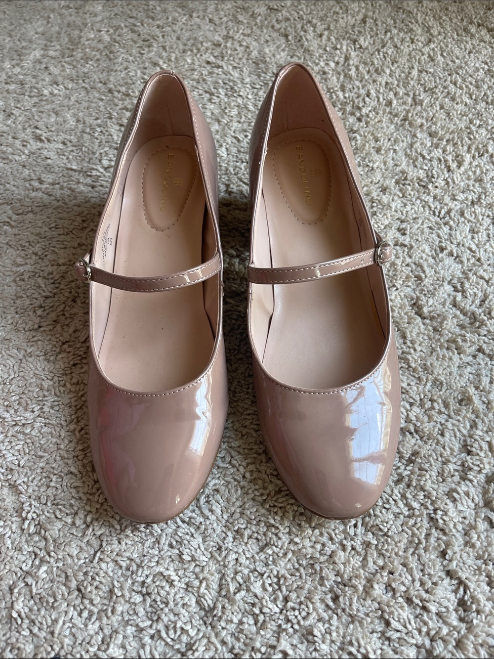 Bandolino Patent Mary Jane Flats in Nude Blush